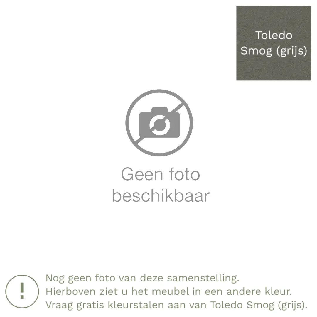 afbeelding van Leren hoekbank Fine - 2,5 zits arm rechts + longchair links - Toledo Smog (grijs) - Poten hout zwart