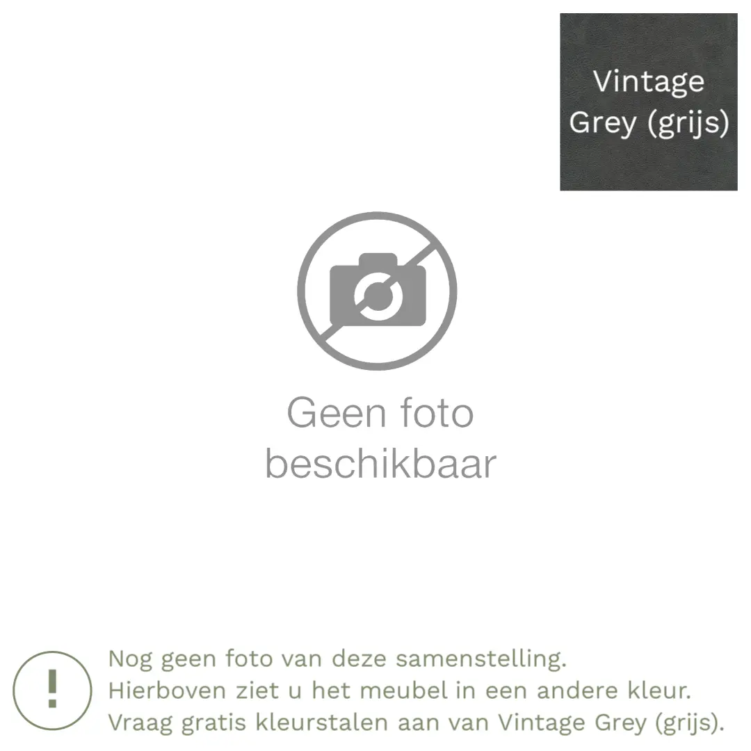 afbeelding van Leren hoekbank Fine - 2,5 zits arm rechts + longchair links - Vintage Grey (grijs) - Poten hout zwart