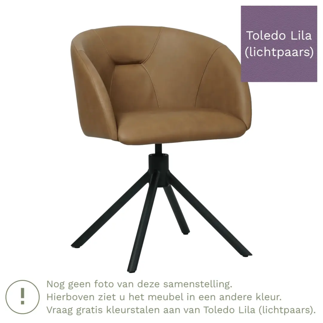 afbeelding van Leren draaibare eetkamerstoel Charm- Toledo Lila (lichtpaars) - Spinpoot staal rond zwart