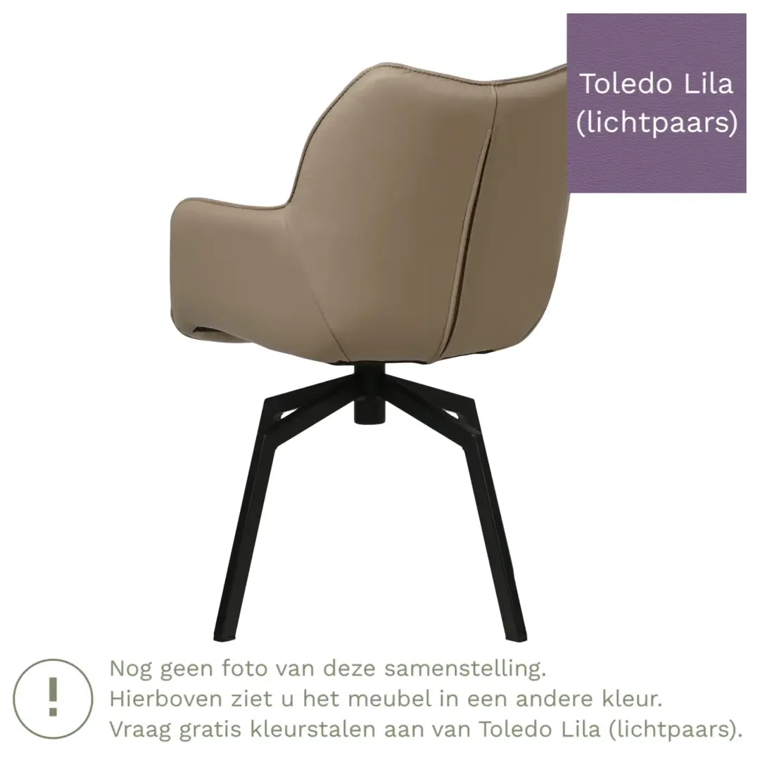 afbeelding van Leren draaibare eetkamerstoel Magic - Toledo Lila (lichtpaars) - Spinpoot staal vierkant zwart