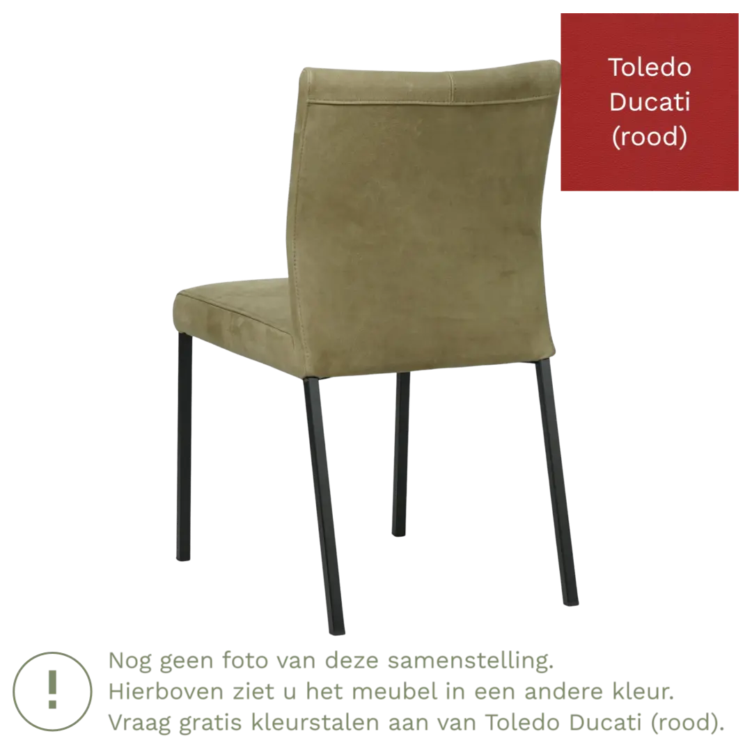afbeelding van Leren eetkamerstoel Basic - Toledo Ducati (rood) - Poten staal vierkant RVS
