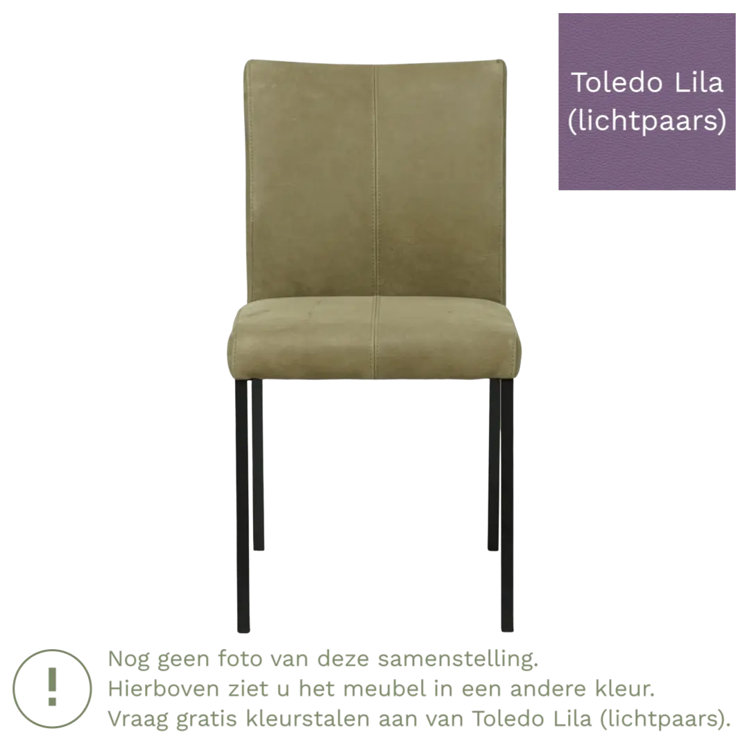 afbeelding van Leren eetkamerstoel Basic - Toledo Lila (lichtpaars) - Poten staal vierkant zwart