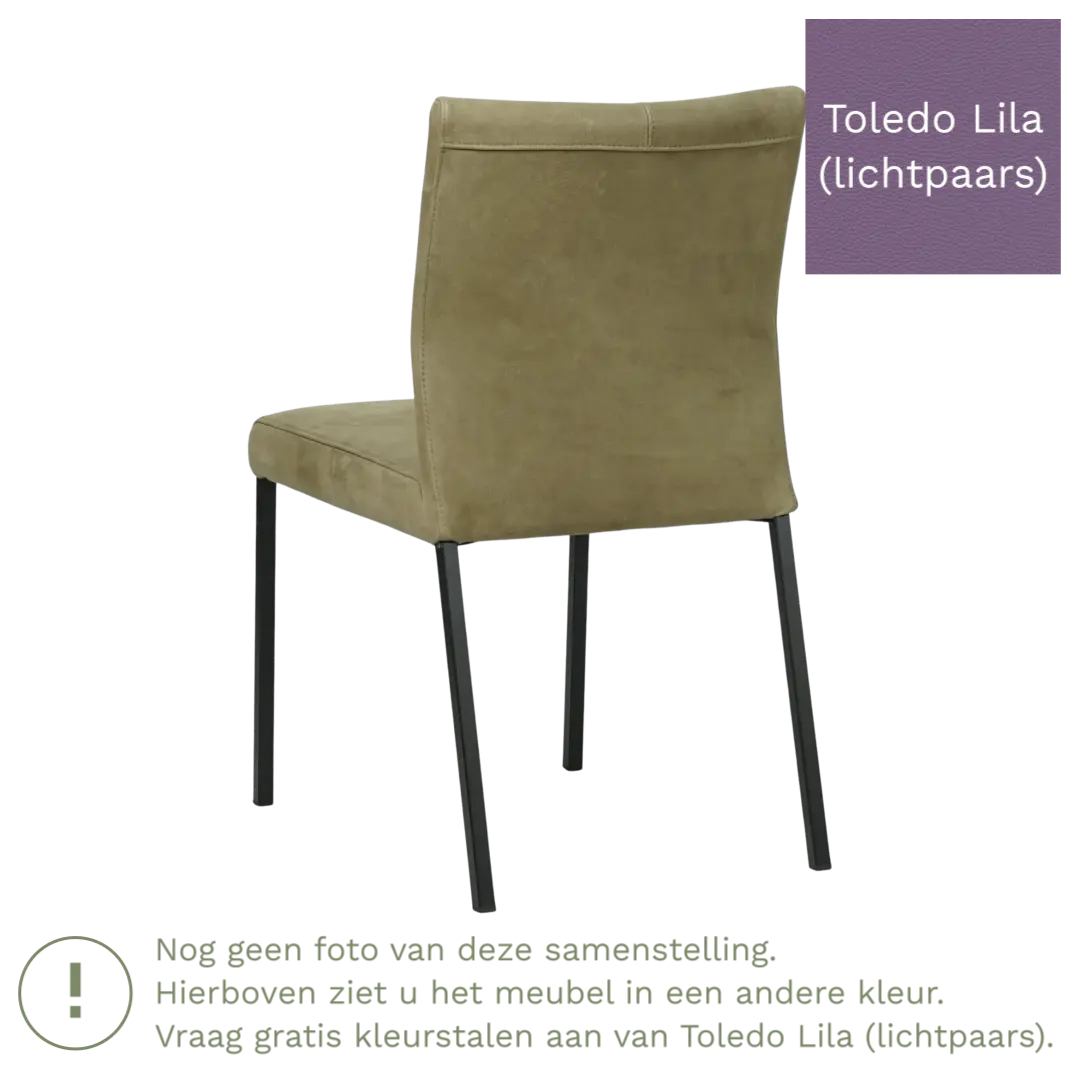 afbeelding van Leren eetkamerstoel Basic - Toledo Lila (lichtpaars) - Poten staal vierkant zwart