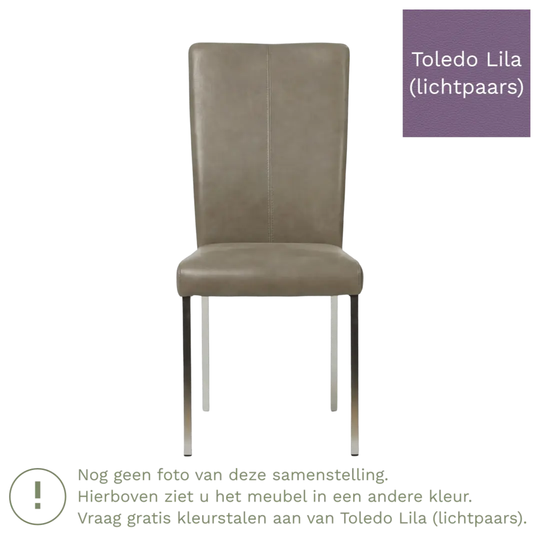afbeelding van Leren eetkamerstoel Daily - Toledo Lila (lichtpaars) - Poten staal vierkant zwart