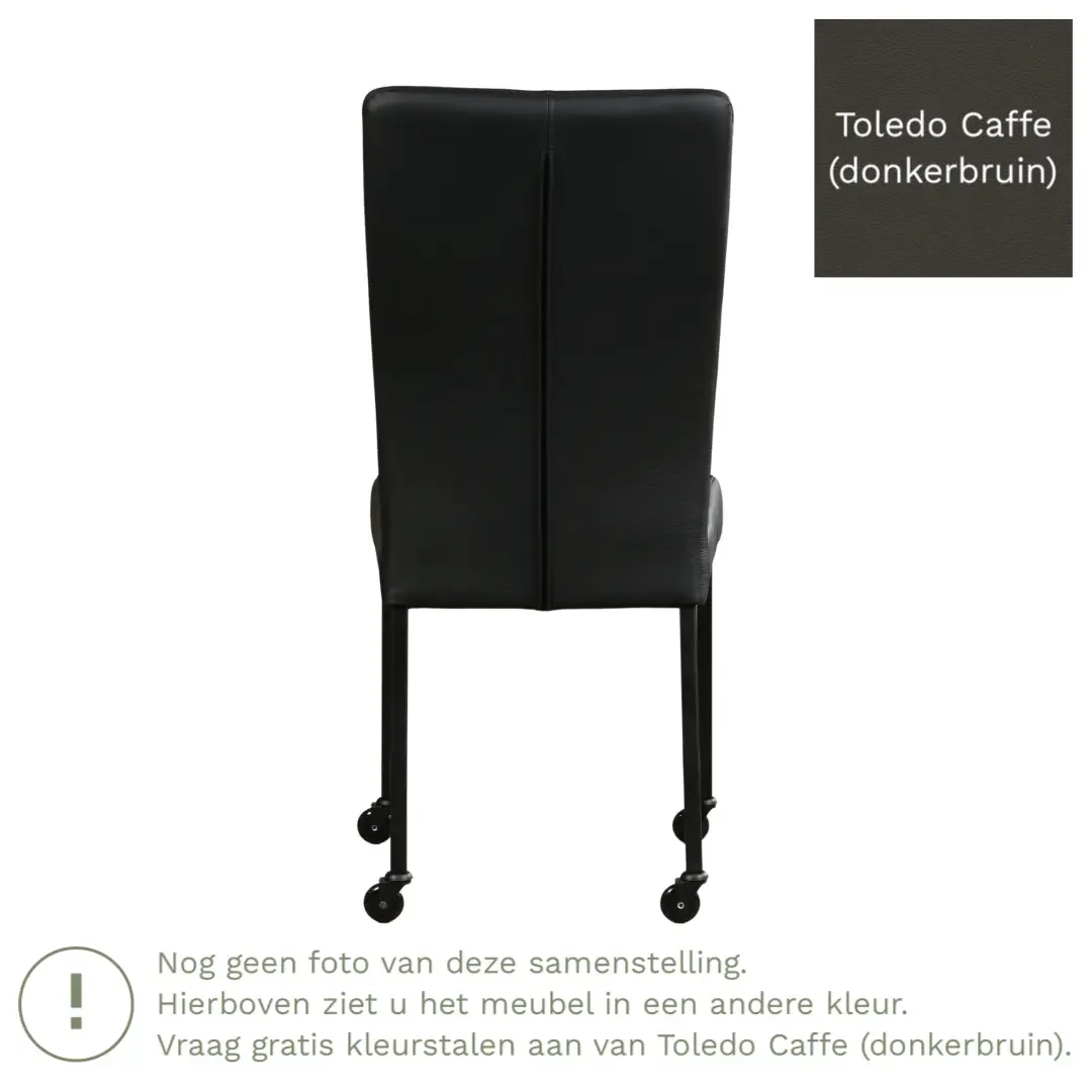 afbeelding van Leren eetkamerstoel Deal - Toledo Caffe (donkerbruin) - Poten staal vierkant zwart