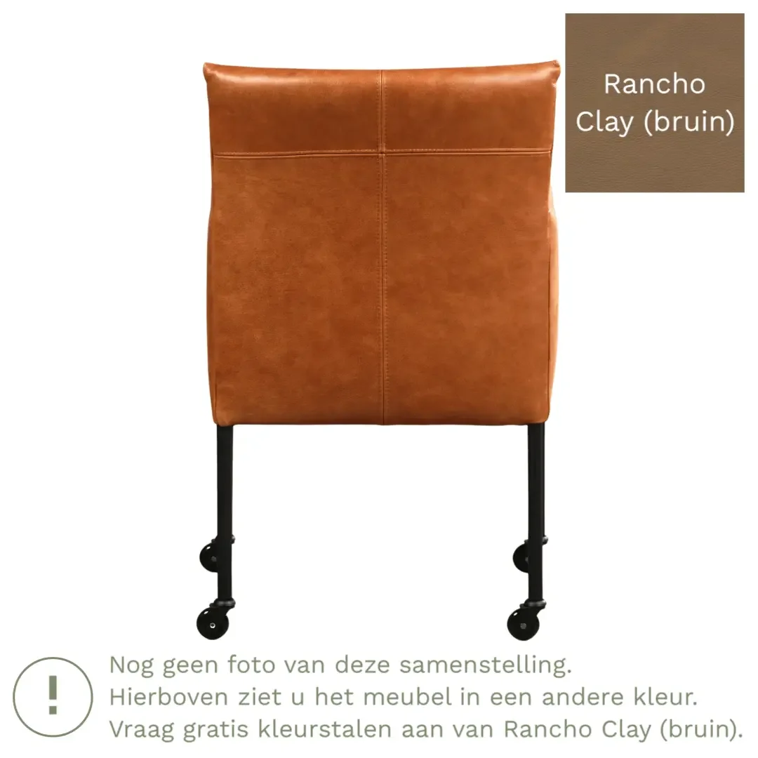 afbeelding van Leren eetkamerstoel Desire - Rancho Clay (bruin) - Poten staal rond RVS