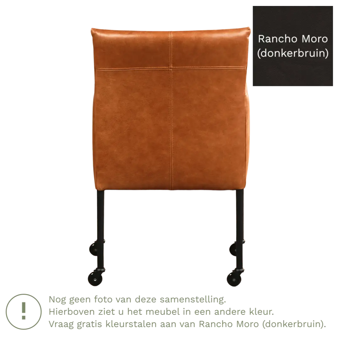afbeelding van Leren eetkamerstoel Desire - Rancho Moro (donkerbruin) - Poten staal rond zwart