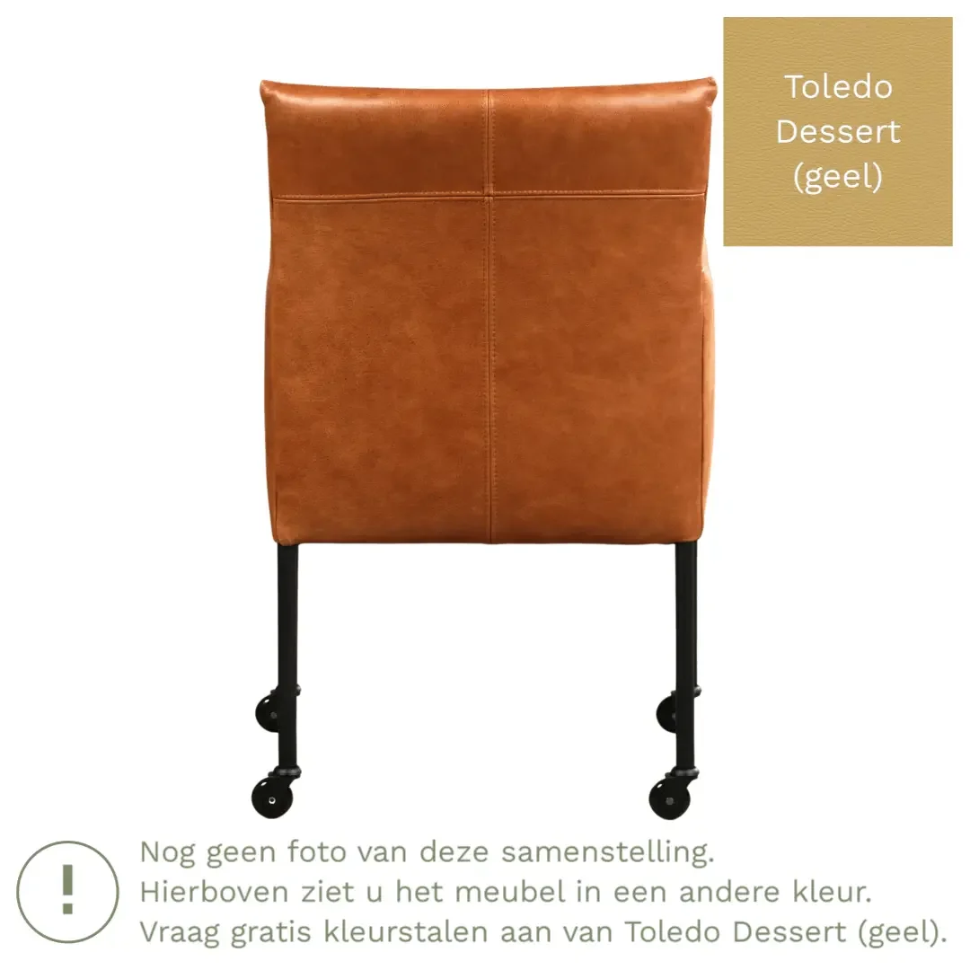 afbeelding van Leren eetkamerstoel Desire - Toledo Dessert (geel) - Poten staal rond RVS