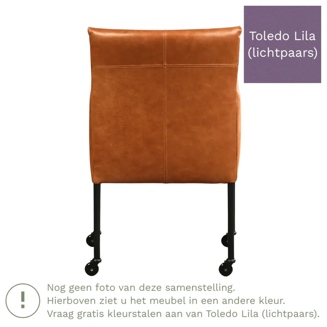 afbeelding van Leren eetkamerstoel Desire - Toledo Lila (lichtpaars) - Poten staal rond zwart