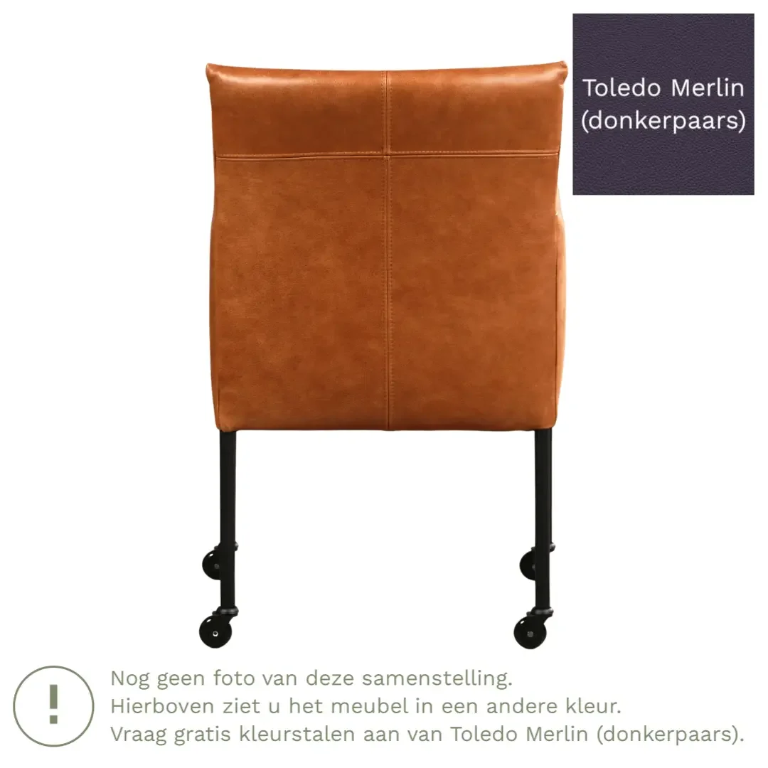 afbeelding van Leren eetkamerstoel Desire - Toledo Merlin (donkerpaars) - Poten staal rond zwart