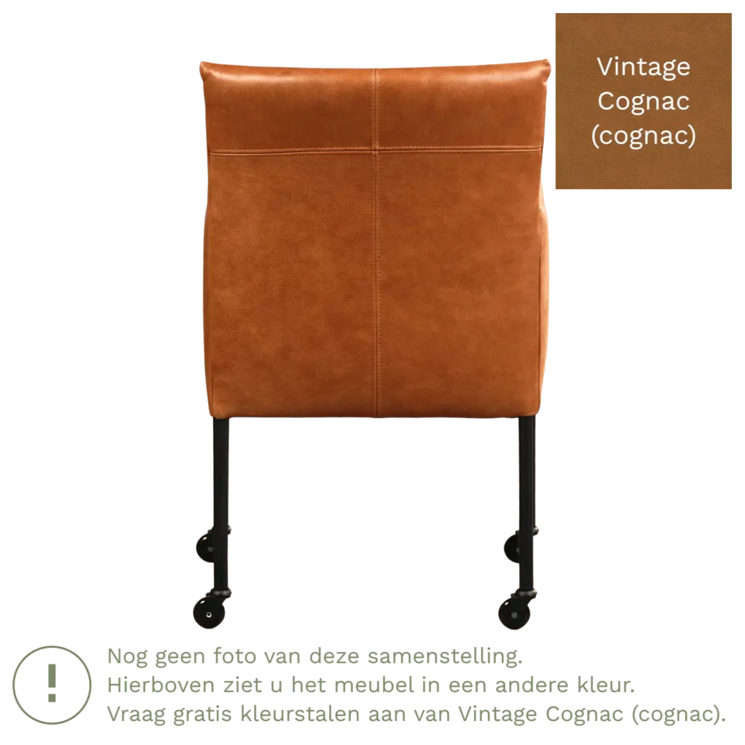 afbeelding van Leren eetkamerstoel Desire - Vintage Cognac (cognac) - Poten staal rond RVS