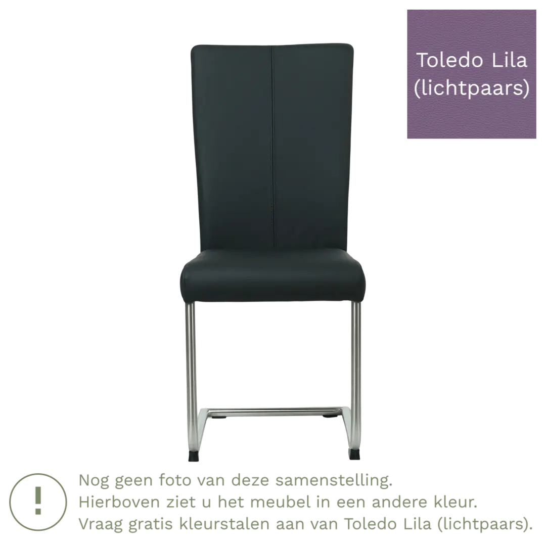 afbeelding van Leren eetkamerstoel Dry - Toledo Lila (lichtpaars) - Sledepoot staal rond RVS