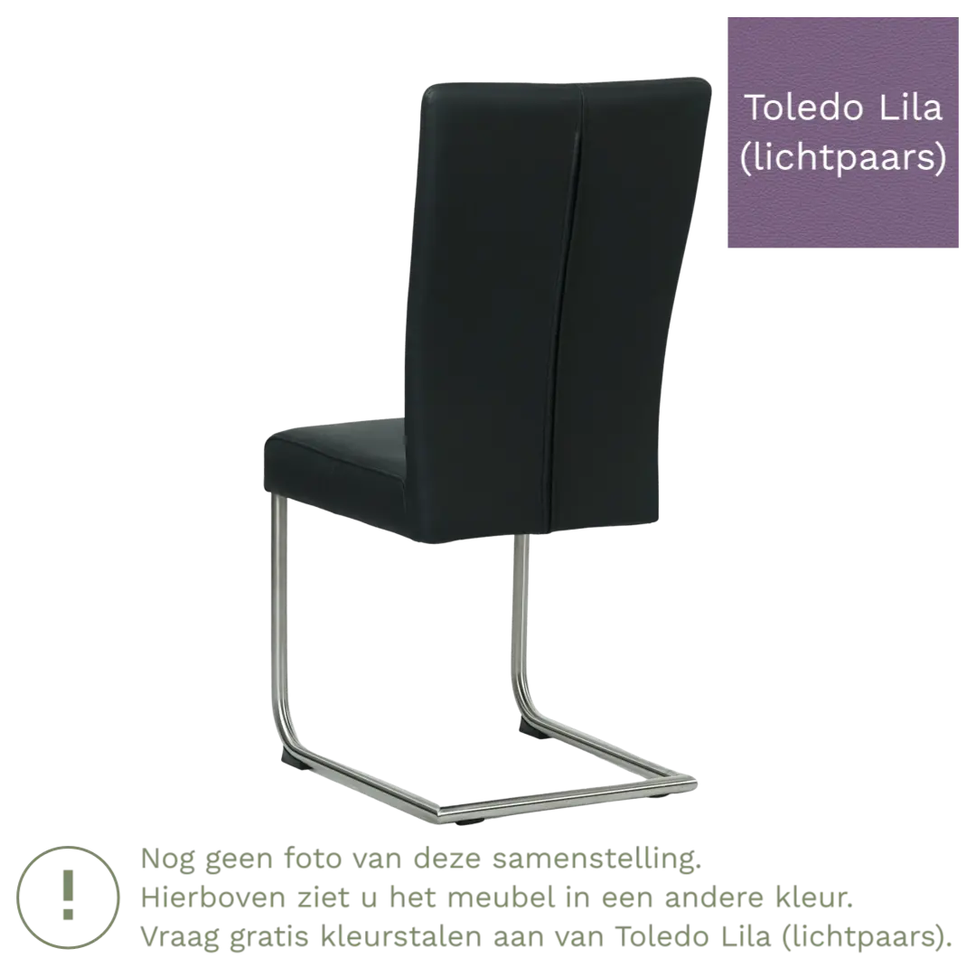 afbeelding van Leren eetkamerstoel Dry - Toledo Lila (lichtpaars) - Sledepoot staal rond zwart