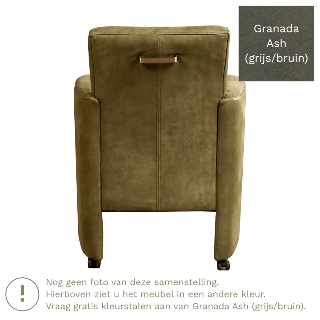afbeelding van Leren eetkamerstoel Elegant - Granada Ash (grijs/bruin) - Zonder handgreep