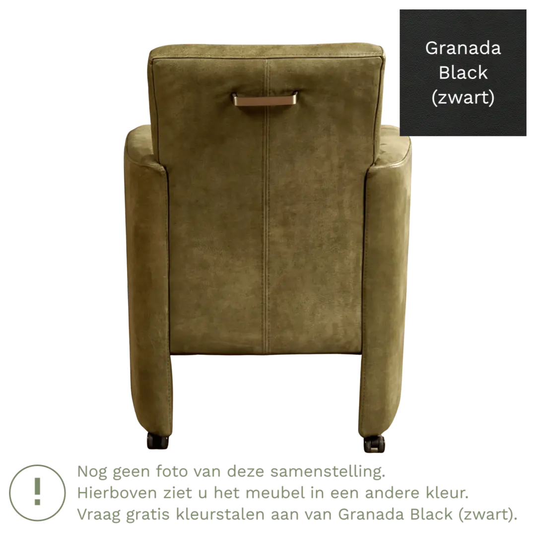 afbeelding van Leren eetkamerstoel Elegant - Granada Black (zwart) - Zonder handgreep