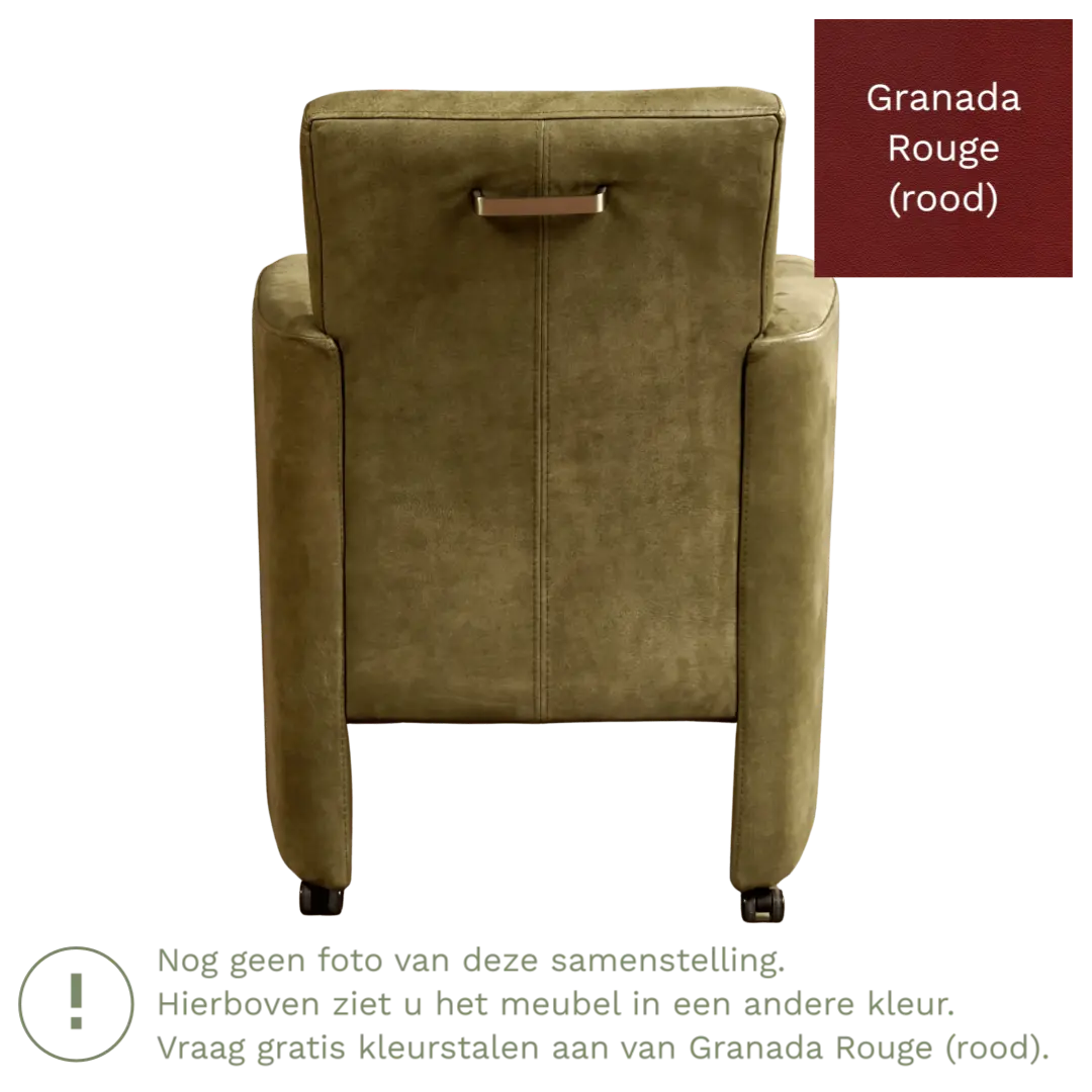 afbeelding van Leren eetkamerstoel Elegant - Granada Rouge (rood) - Zonder handgreep