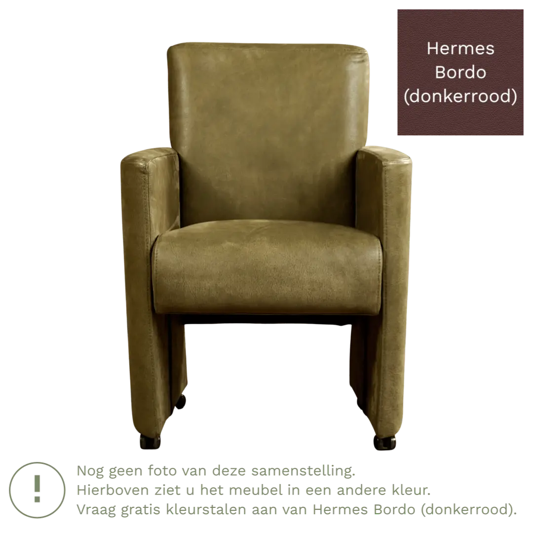 afbeelding van Leren eetkamerstoel Elegant - Hermes Bordo (donkerrood) - Zonder handgreep