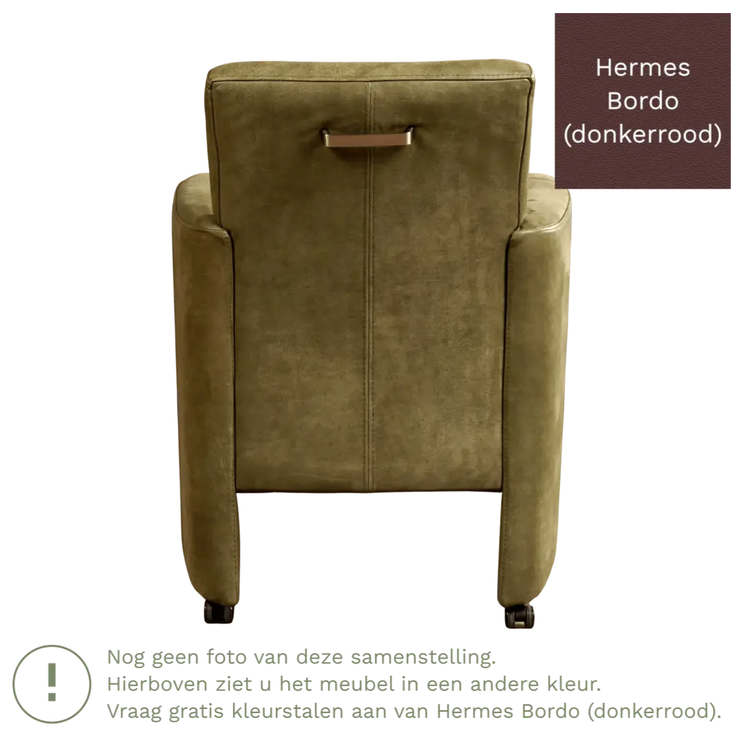 afbeelding van Leren eetkamerstoel Elegant - Hermes Bordo (donkerrood) - Zonder handgreep