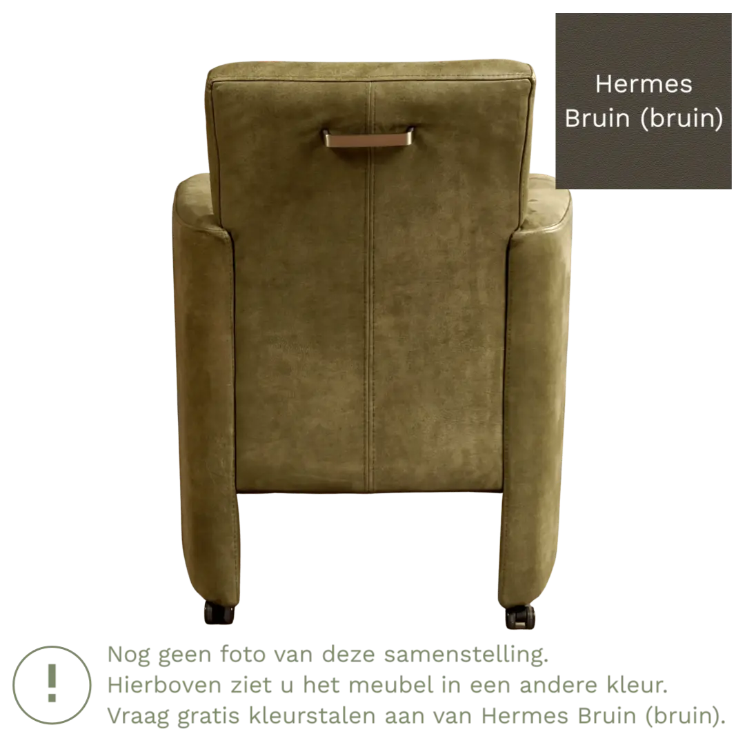 afbeelding van Leren eetkamerstoel Elegant - Hermes Bruin (bruin) - Zonder handgreep