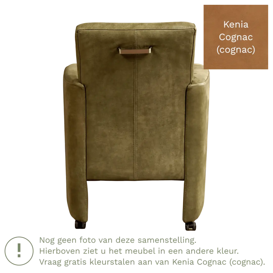 afbeelding van Leren eetkamerstoel Elegant - Kenia Cognac (cognac) - Met handgreep zwart