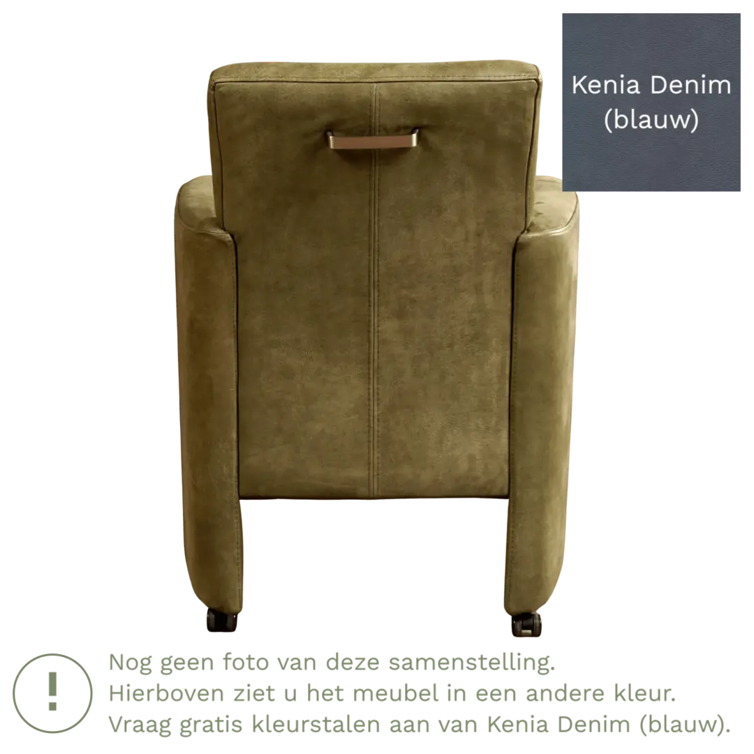 afbeelding van Leren eetkamerstoel Elegant - Kenia Denim (blauw) - Zonder handgreep