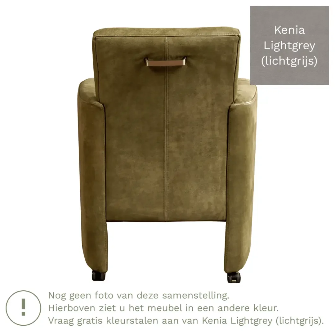 afbeelding van Leren eetkamerstoel Elegant - Kenia Lightgrey (lichtgrijs) - Zonder handgreep