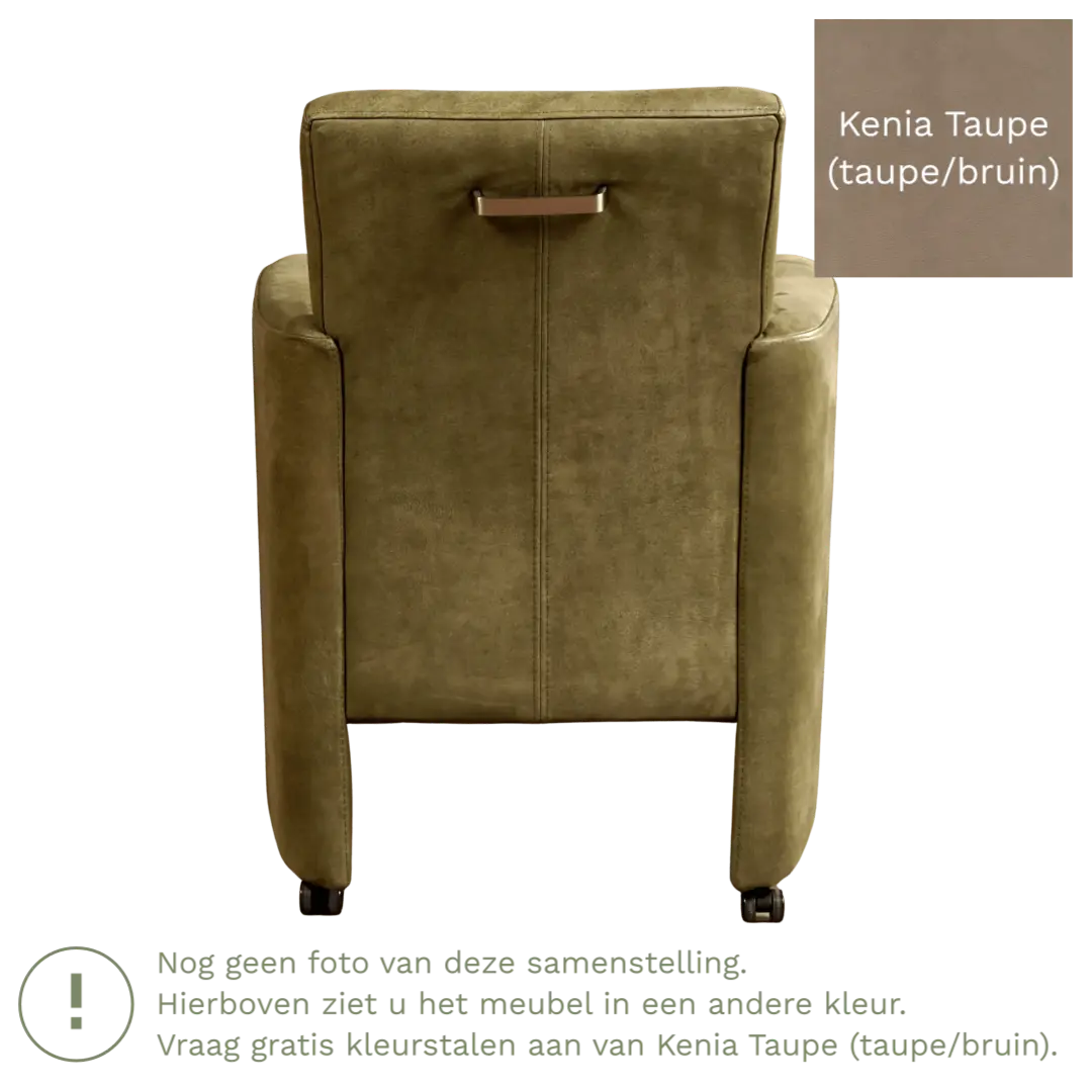 afbeelding van Leren eetkamerstoel Elegant - Kenia Taupe (taupe/bruin) - Zonder handgreep