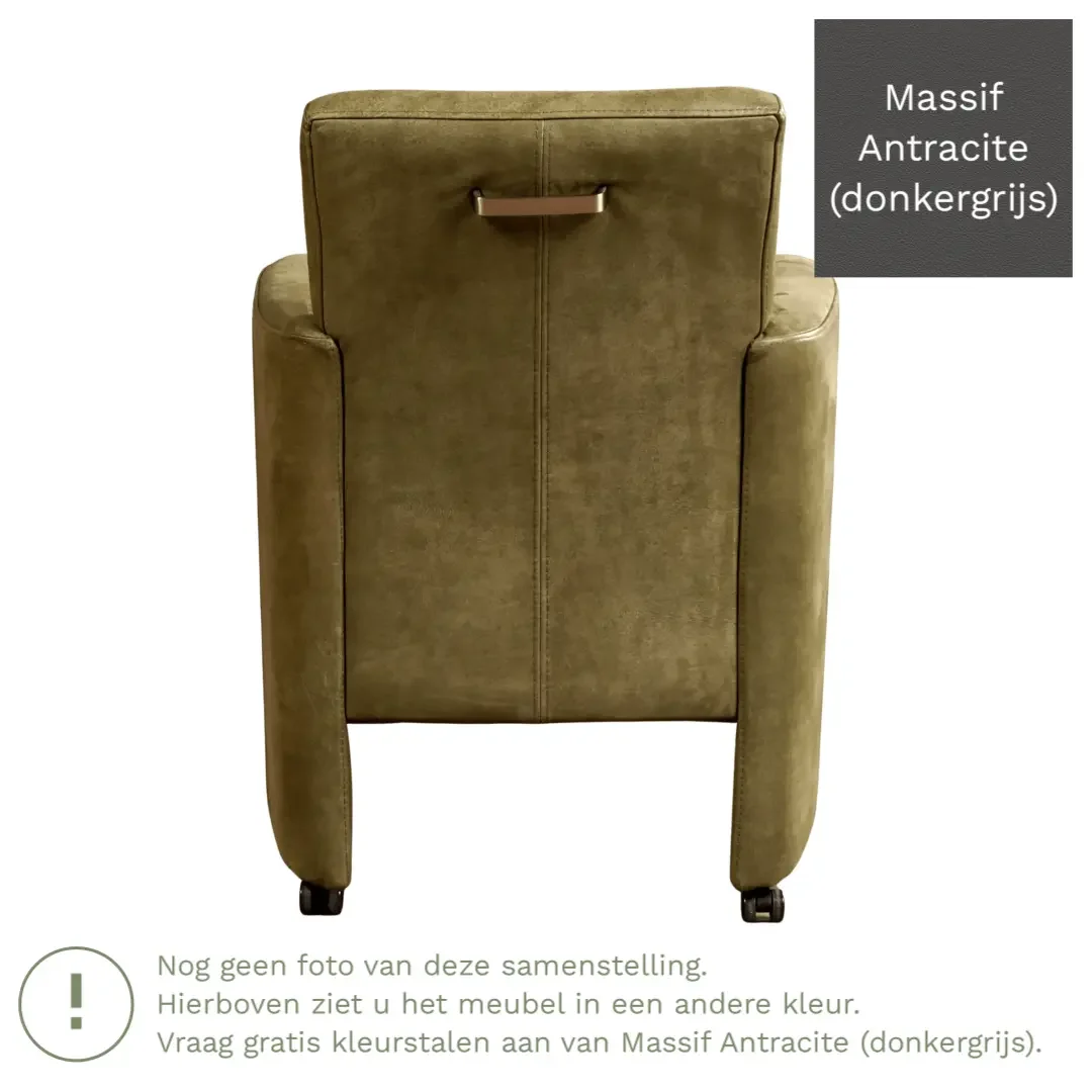 afbeelding van Leren eetkamerstoel Elegant - Massif Antracite (donkergrijs) - Zonder handgreep