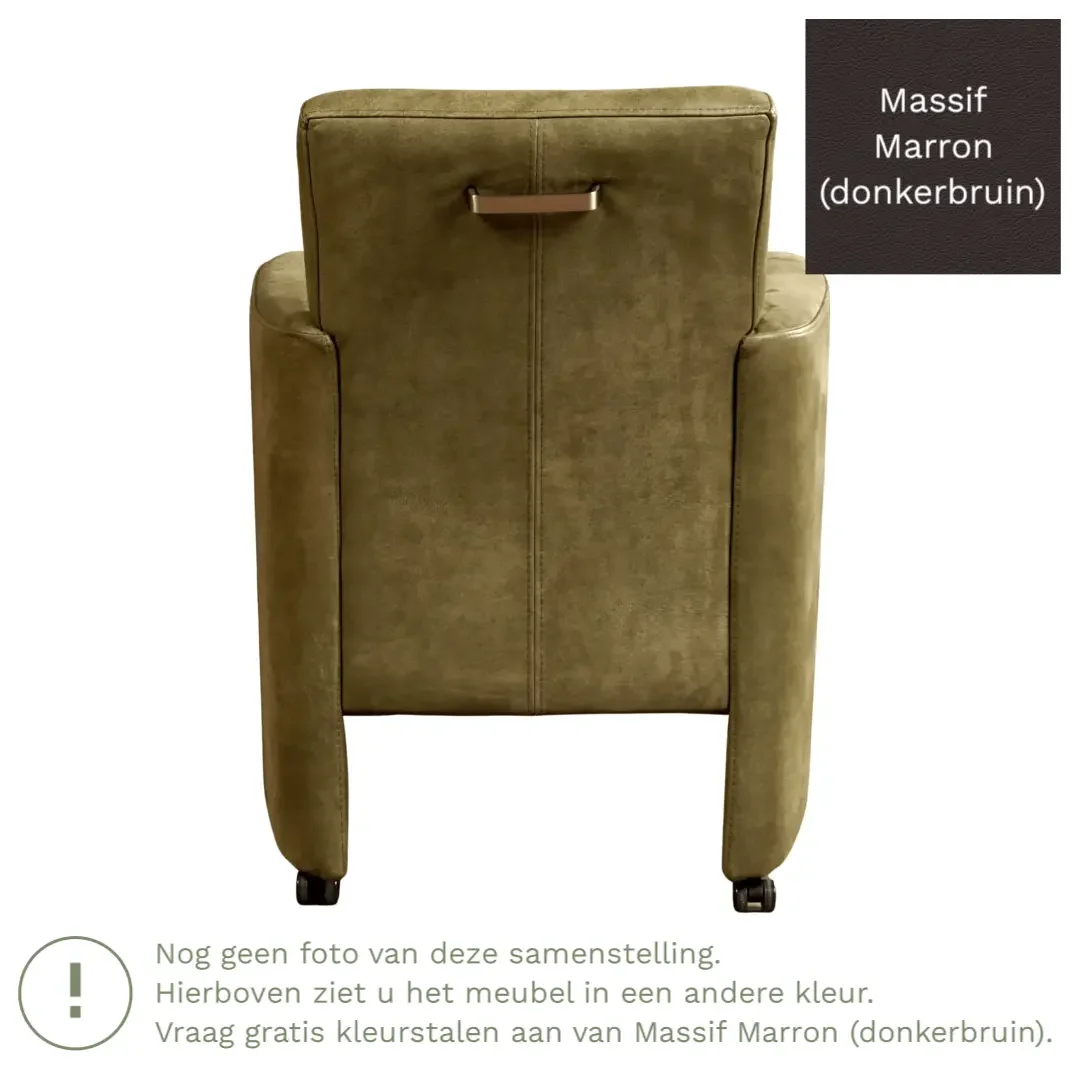 afbeelding van Leren eetkamerstoel Elegant - Massif Marron (donkerbruin) - Zonder handgreep