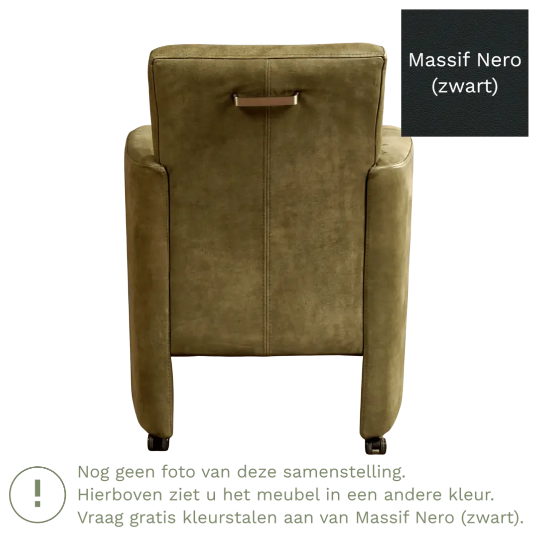 afbeelding van Leren eetkamerstoel Elegant - Massif Nero (zwart) - Zonder handgreep