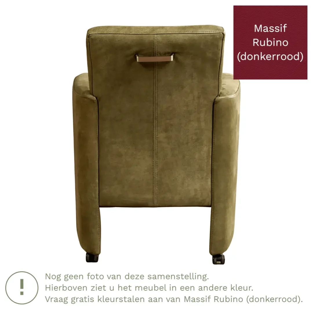 afbeelding van Leren eetkamerstoel Elegant - Massif Rubino (donkerrood) - Zonder handgreep