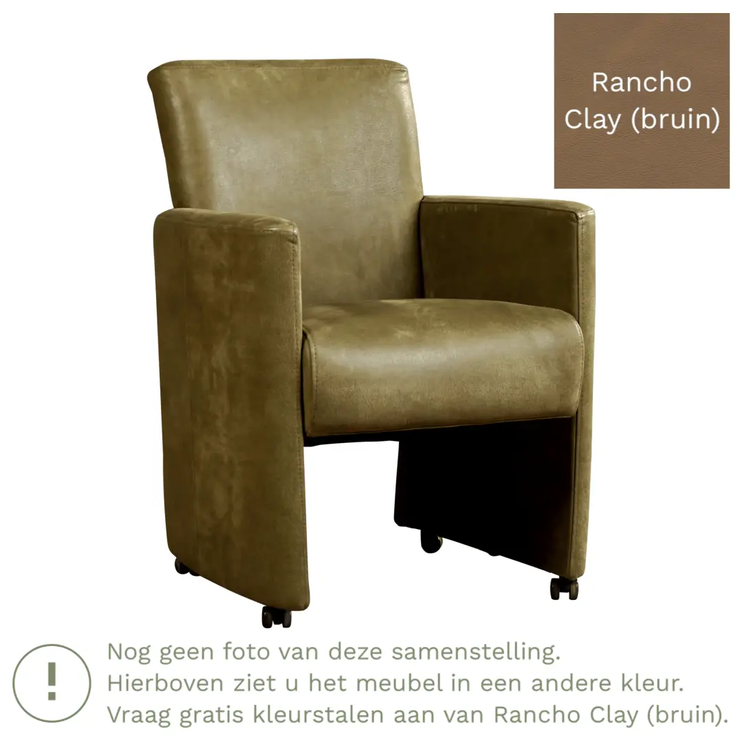 afbeelding van Leren eetkamerstoel Elegant - Rancho Clay (bruin) - Zonder handgreep