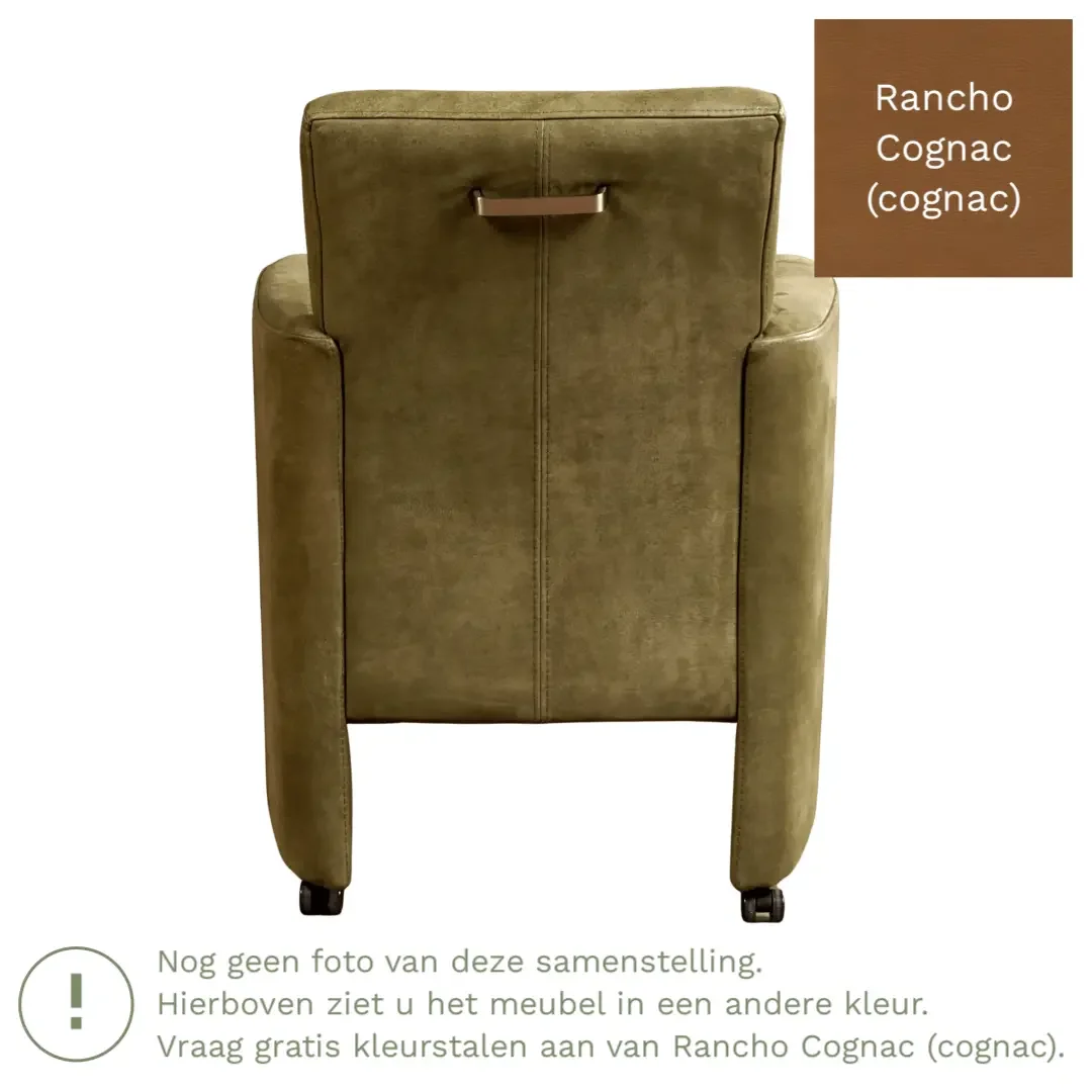 afbeelding van Leren eetkamerstoel Elegant - Rancho Cognac (cognac) - Zonder handgreep