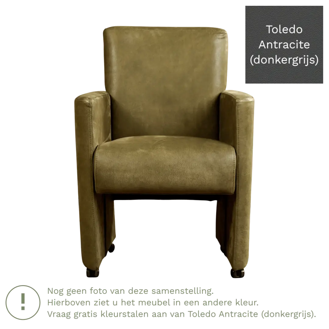 afbeelding van Leren eetkamerstoel Elegant - Toledo Antracite (donkergrijs) - Zonder handgreep