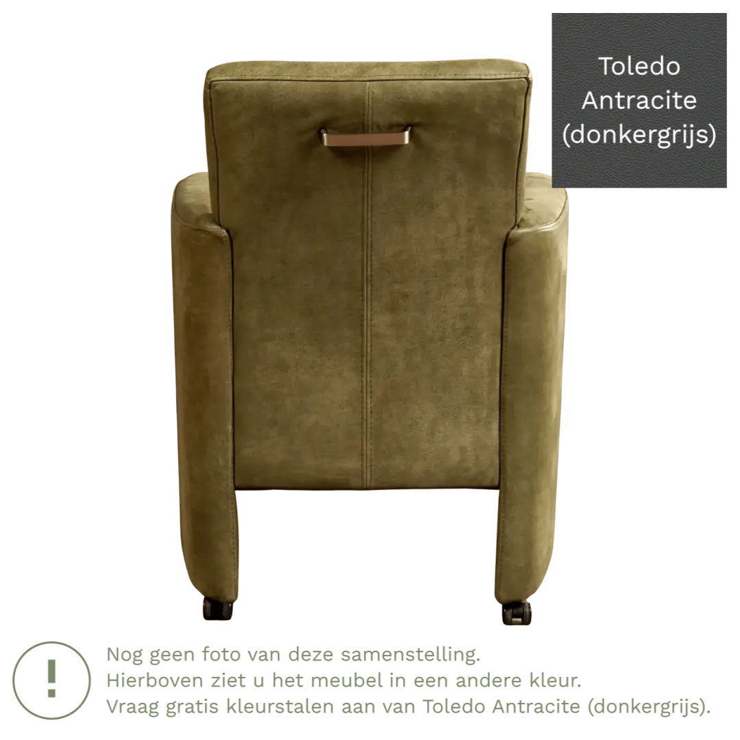 afbeelding van Leren eetkamerstoel Elegant - Toledo Antracite (donkergrijs) - Zonder handgreep