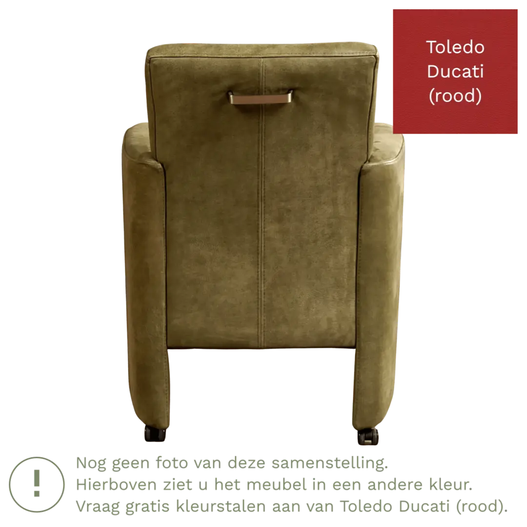 afbeelding van Leren eetkamerstoel Elegant - Toledo Ducati (rood) - Zonder handgreep