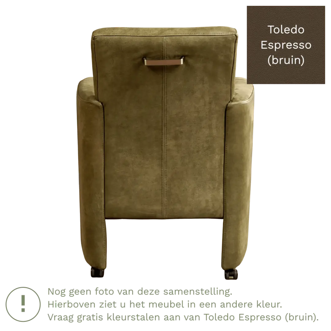afbeelding van Leren eetkamerstoel Elegant - Toledo Espresso (bruin) - Met handgreep zwart