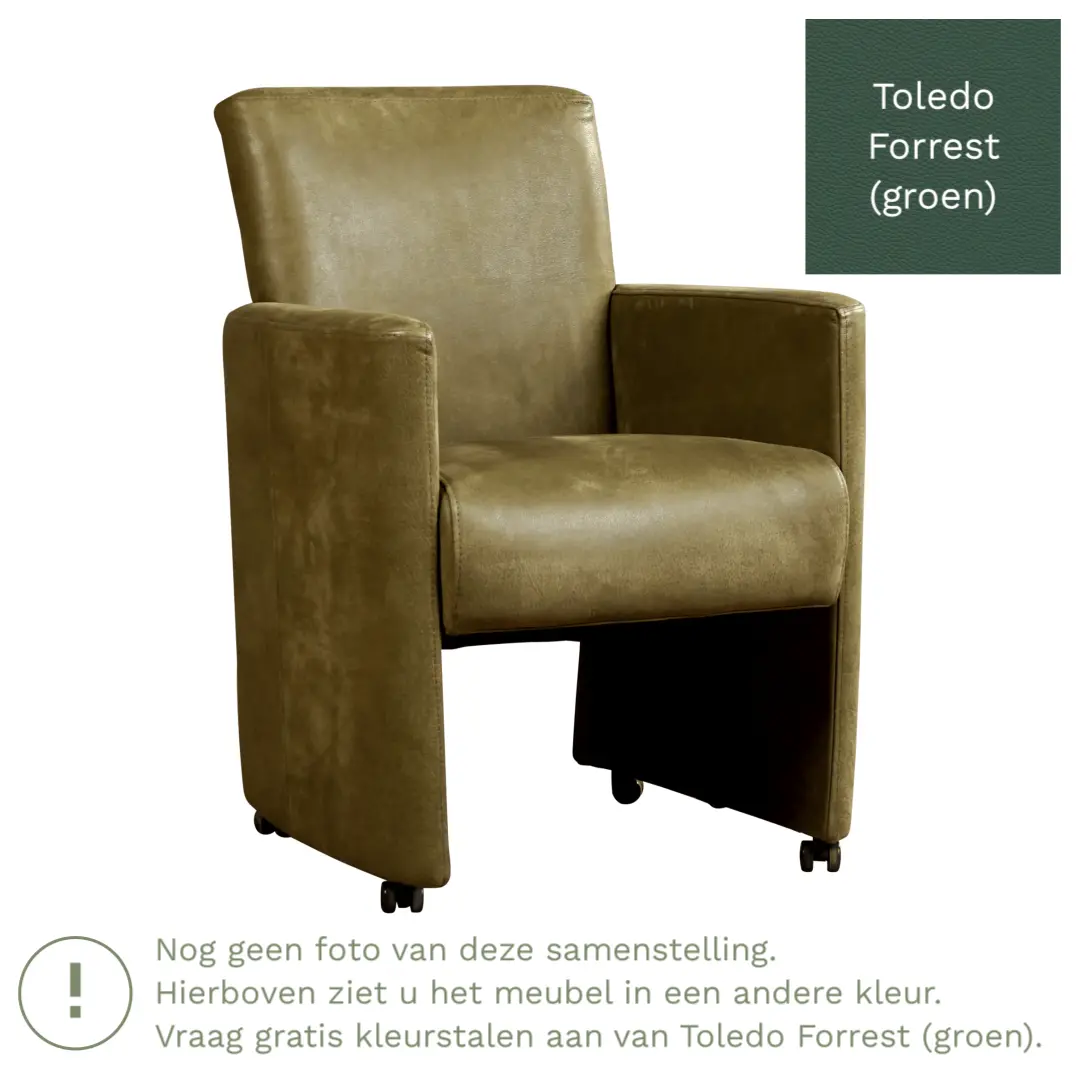 afbeelding van Leren eetkamerstoel Elegant - Toledo Forrest (groen) - Zonder handgreep