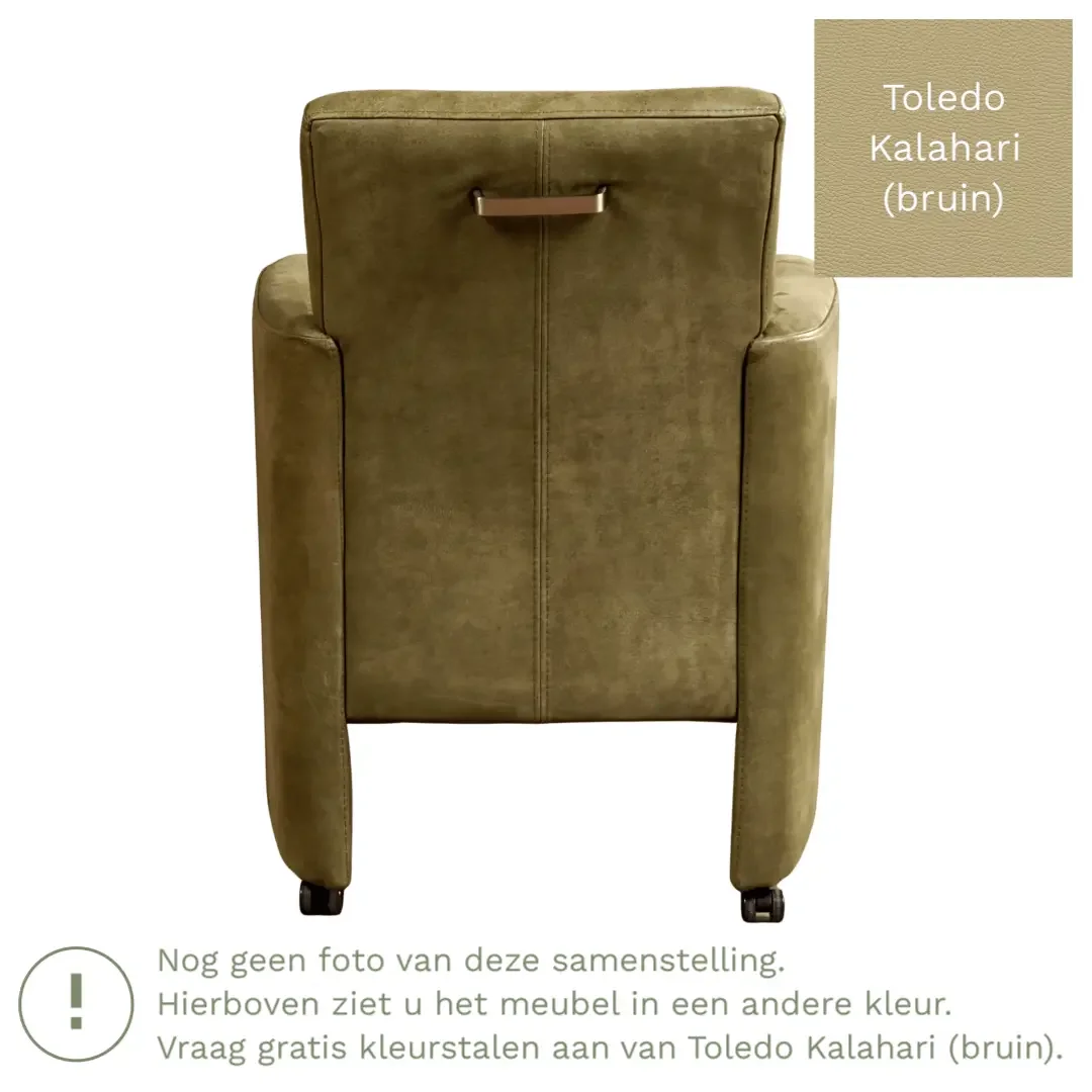 afbeelding van Leren eetkamerstoel Elegant - Toledo Kalahari (bruin) - Met handgreep RVS