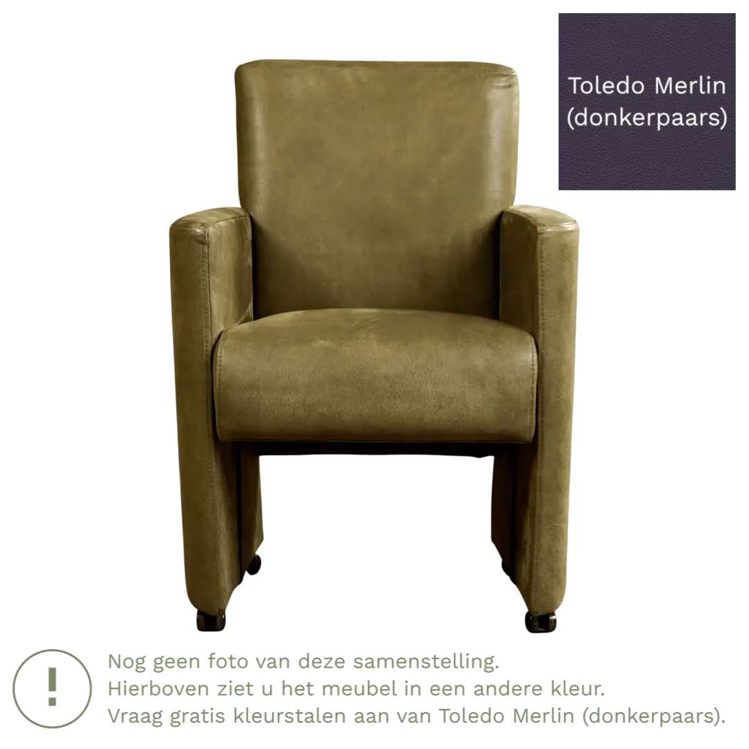 afbeelding van Leren eetkamerstoel Elegant - Toledo Merlin (donkerpaars) - Zonder handgreep