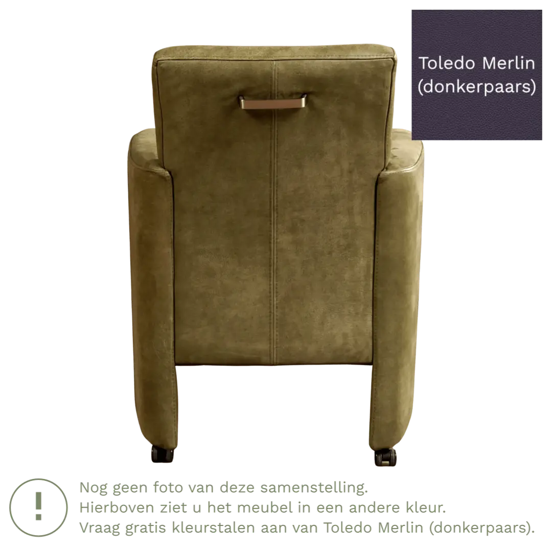 afbeelding van Leren eetkamerstoel Elegant - Toledo Merlin (donkerpaars) - Zonder handgreep