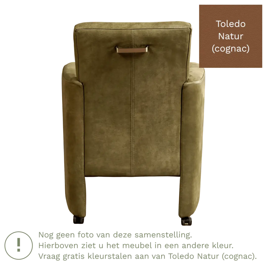 afbeelding van Leren eetkamerstoel Elegant - Toledo Natur (cognac) - Met handgreep zwart