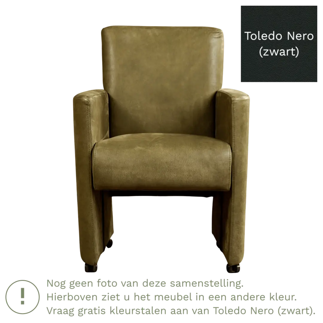 afbeelding van Leren eetkamerstoel Elegant - Toledo Nero (zwart) - Zonder handgreep