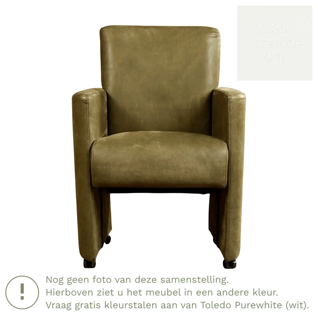 afbeelding van Leren eetkamerstoel Elegant - Toledo Purewhite (wit) - Zonder handgreep