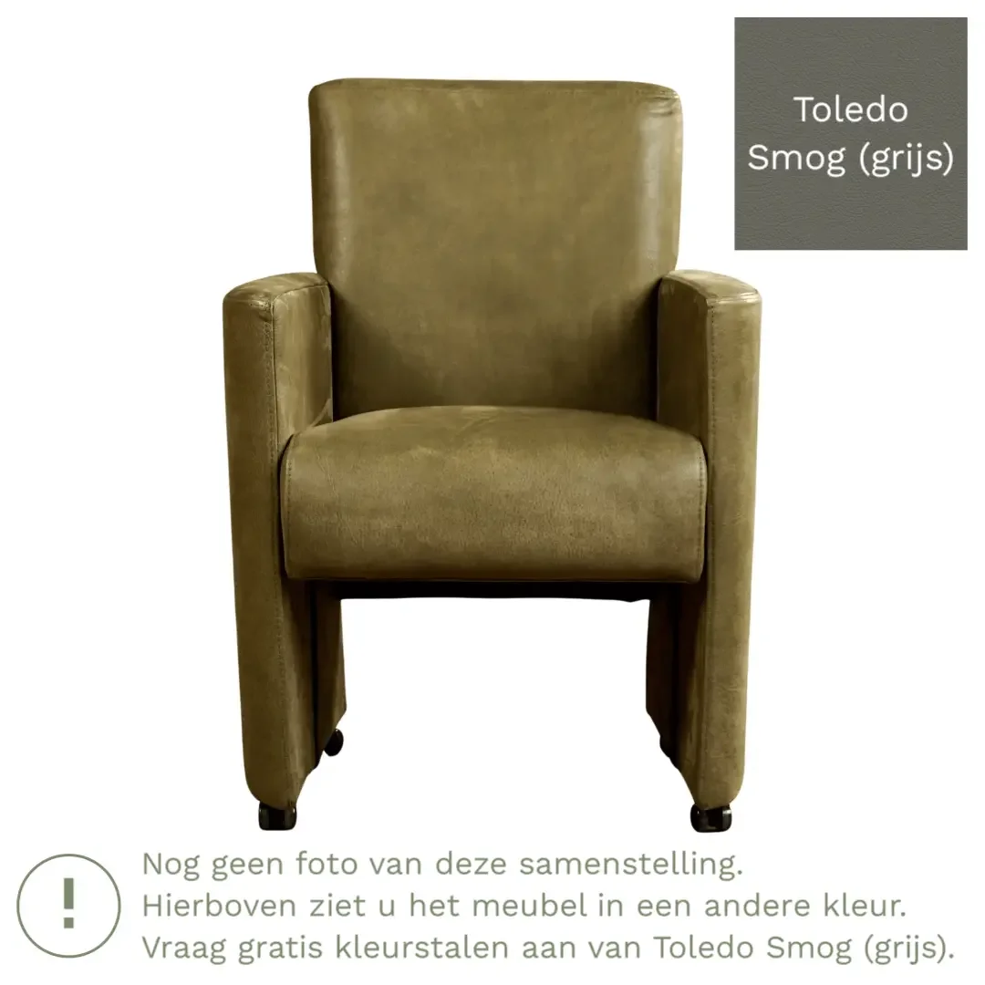 afbeelding van Leren eetkamerstoel Elegant - Toledo Smog (grijs) - Zonder handgreep