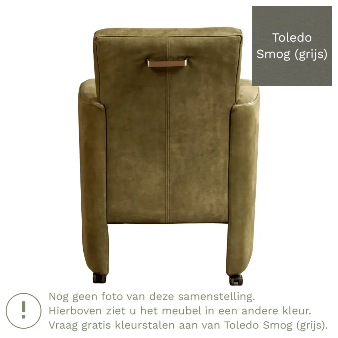 afbeelding van Leren eetkamerstoel Elegant - Toledo Smog (grijs) - Zonder handgreep