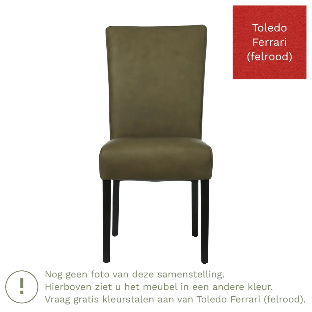 afbeelding van Leren eetkamerstoel Just - Toledo Ferrari (felrood) - Poten hout zwart