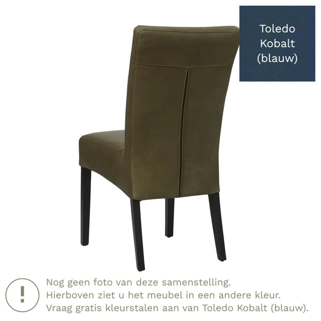 afbeelding van Leren eetkamerstoel Just - Toledo Kobalt (blauw) - Poten hout zwart
