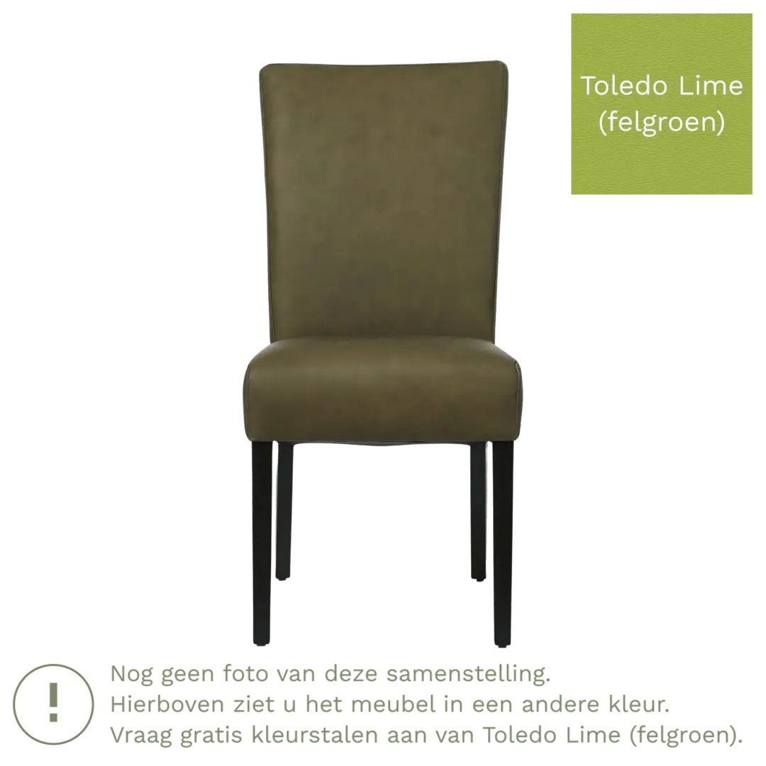 afbeelding van Leren eetkamerstoel Just - Toledo Lime (felgroen) - Poten hout zwart