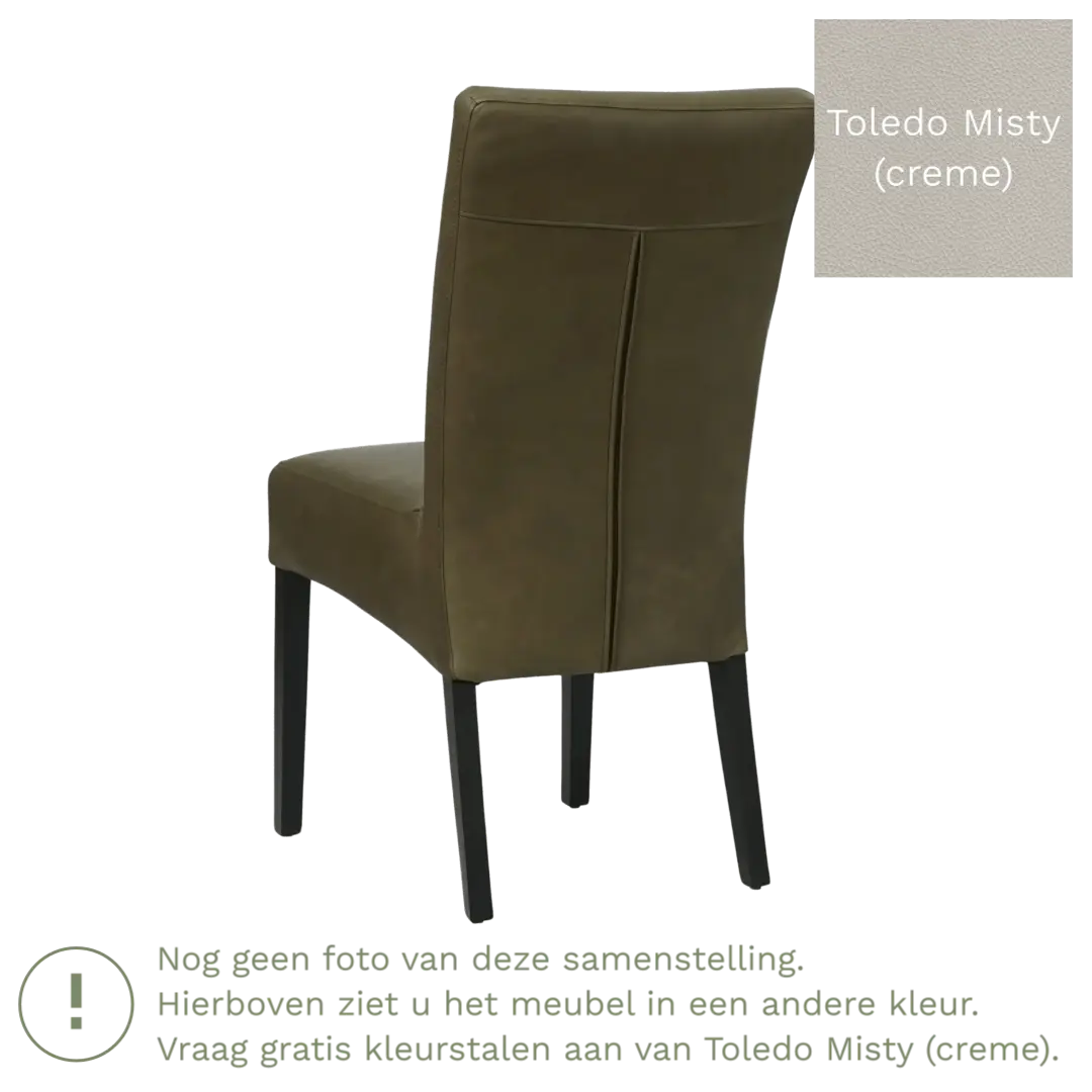 afbeelding van Leren eetkamerstoel Just - Toledo Misty (crème) - Poten hout zwart